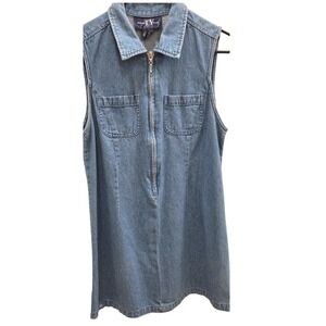 original ty wear  Cotton denim dress. Size 10P. Zipper Front. 2 Pockets.
